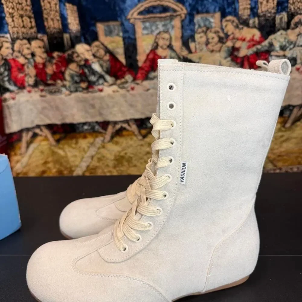 Unbranded Men's Cream and White Boots